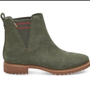 toms Olive Green Suede Ankle Boots